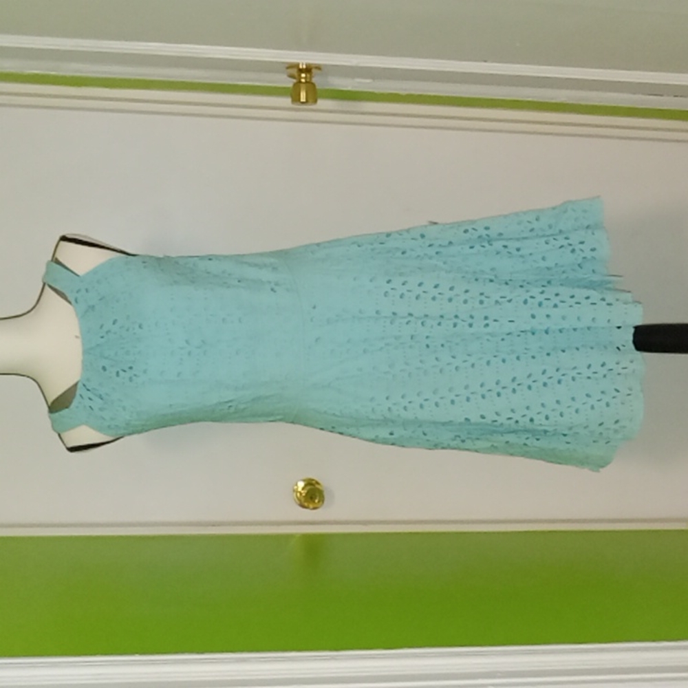Light blue eyelet flare dress
